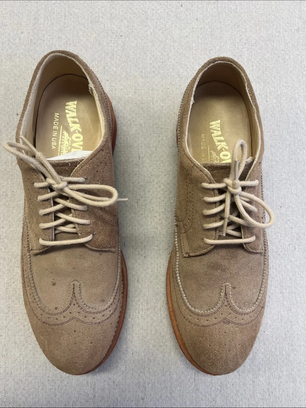 Walk-Over Men’s 9.5 M Suede Wingtip Brogue Oxford Shoes Made in USA